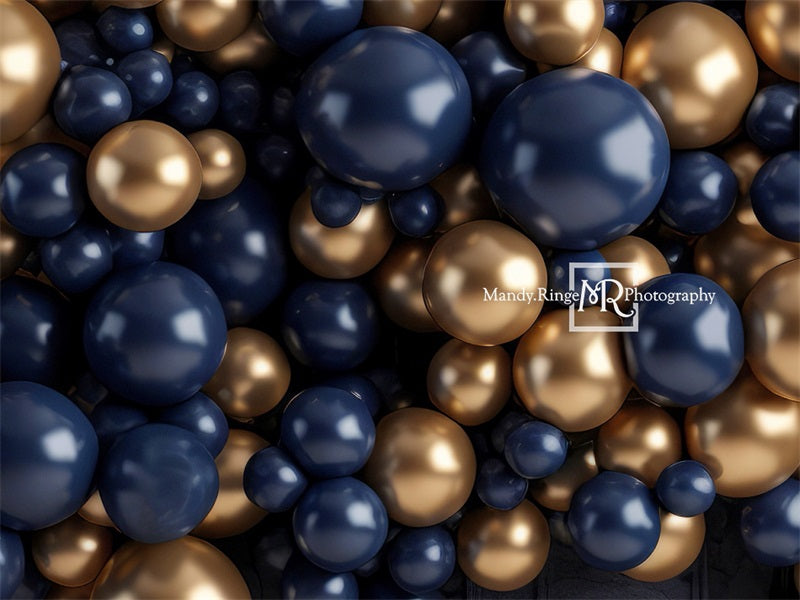 Kate Navy and Gold Balloon Wall Backdrop Designed by Mandy Ringe Photography
