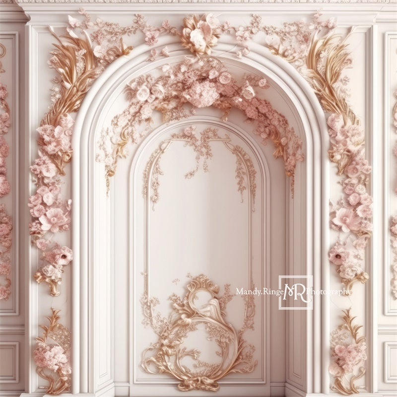 Fondo de pared de princesa rosa y blanca adornado diseñado por Mandy Ringe Photography