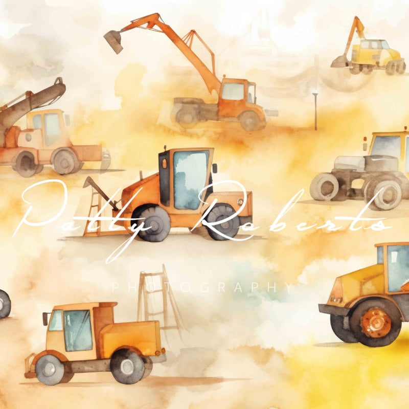 Constructiezone Jongensverjaardagstaart Smash Foto Achtergrond Ontworpen door Patty Robert