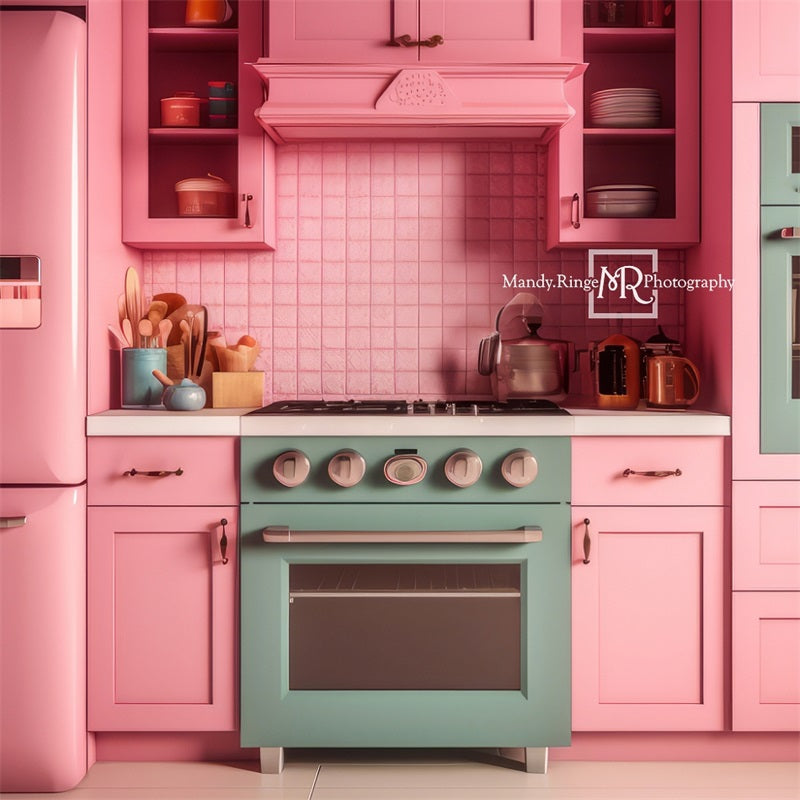 Fondo de la cocina de la casa de muñecas Kate Pink Fantasy diseñado por Mandy Ringe Fotografía