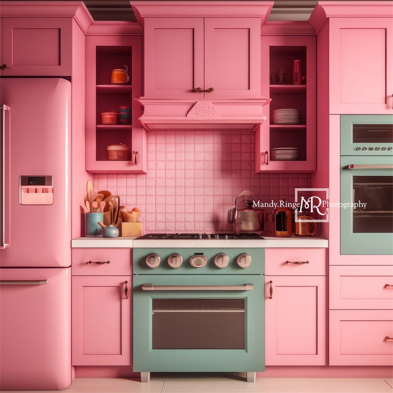 Fondo de la cocina de la casa de muñecas Kate Pink Fantasy diseñado por Mandy Ringe Fotografía