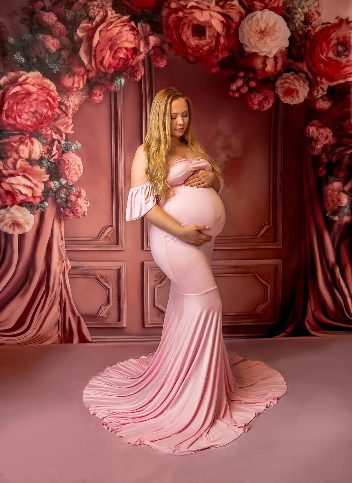 Kate Mother's Day Pink Floral Arch Wall Backdrop Designed by Mandy Ringe Photography