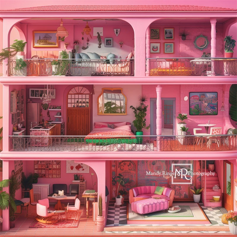 Kate Pink Malibu Fantasy Dollhouse Backdrop Designed by Mandy Ringe Photography
