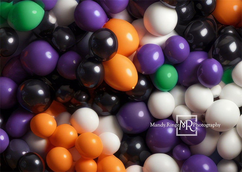 Kate Purple Orange Black Green Balloon Wall Backdrop Designed by Mandy Ringe Photography