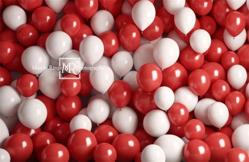 Kate Red and White Balloon Wall Backdrop Designed by Mandy Ringe Photography