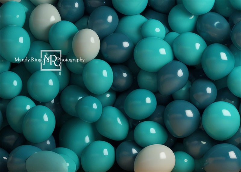 Kate Shades of Teal Balloon Wall Backdrop Designed by Mandy Ringe Photography