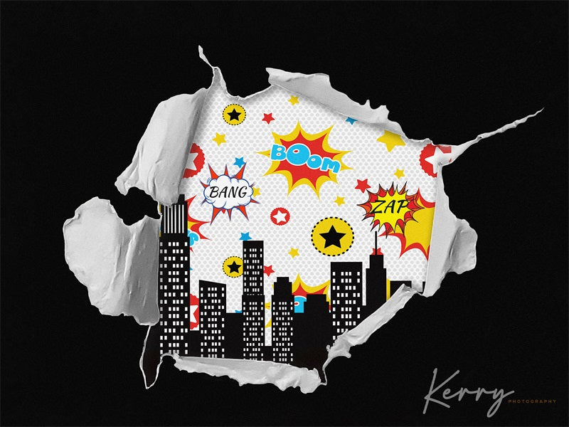 Kate Superhero City Broken Backdrop for Photography Designed by Kerry Anderson