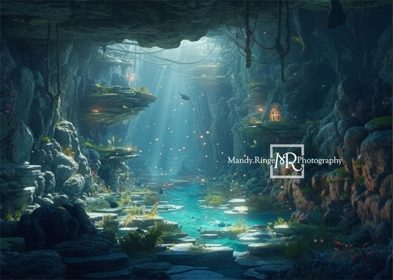 Kate Summer Underwater Mermaid Cave Backdrop Designed by Mandy Ringe Photography