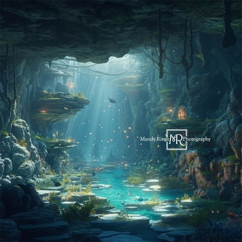 Kate Summer Underwater Mermaid Cave Backdrop Designed by Mandy Ringe Photography
