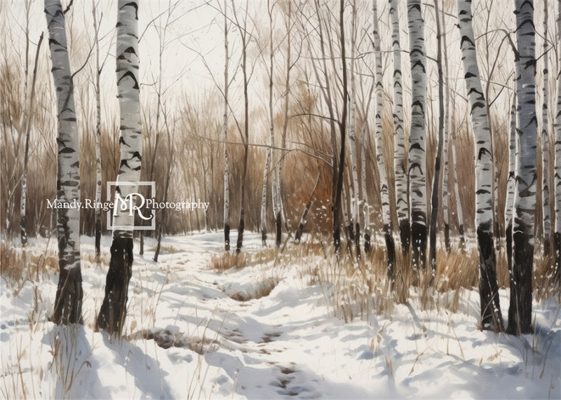 Aquarel Winterbosachtergrond Ontworpen door Mandy Ringe Fotografie