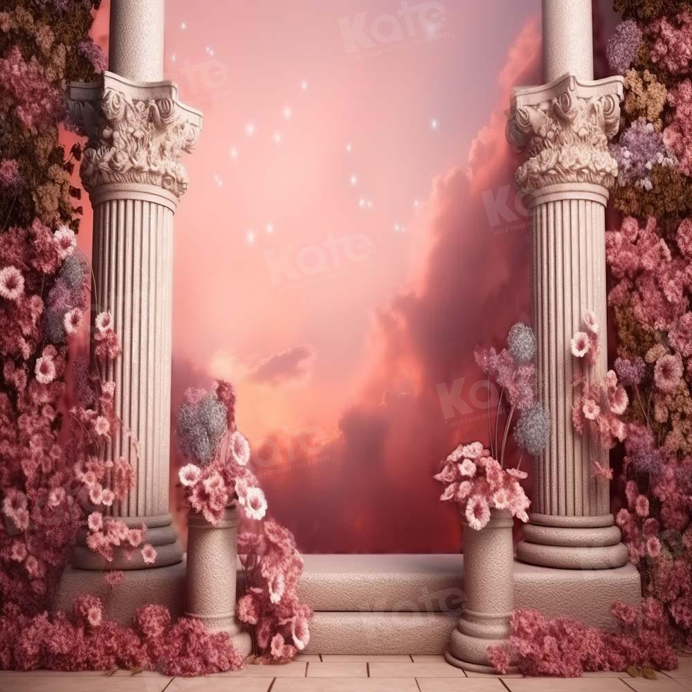 Muñeca de moda Fantasy rosa con fondo de boda arquitectura floral diseñado por Chain Photography