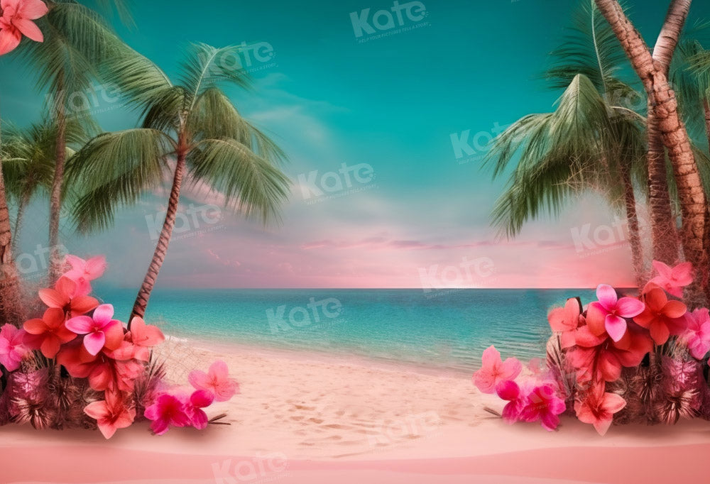 Kate Summer Sea Pink Sand Beach Backdrop Designed by Chain Photography