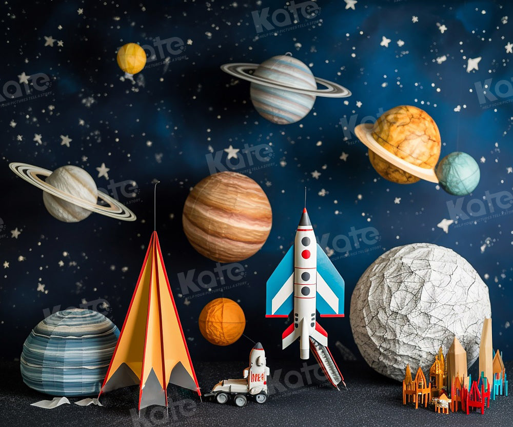 Kate Astronaut Universe Rocket Cake Smash Birthday Backdrop for Photography