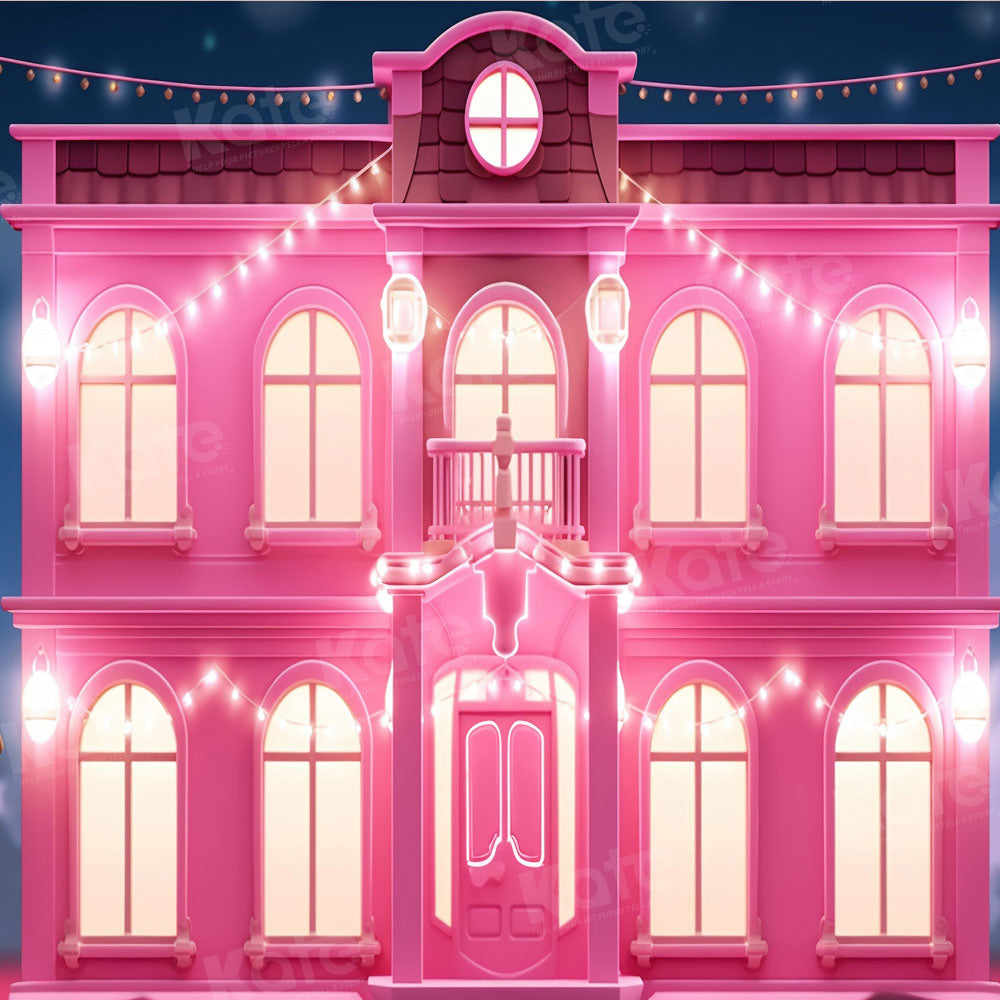 Kate Fashion Doll Fantasy Pink House Light Backdrop Designed by Chain Photography