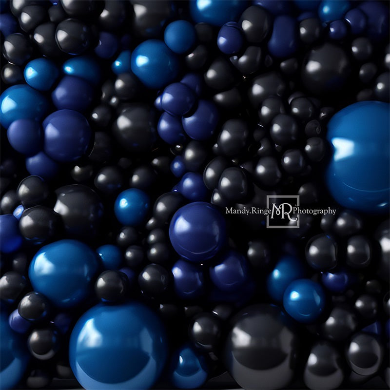 Kate Royal Blue and Black Balloon Wall Backdrop Designed by Mandy Ringe Photography