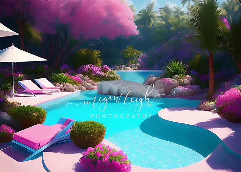 Kate Fasion Doll Fantasy Poolside Summer Backdrop Designed by Megan Leigh Photography