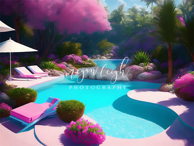 Kate Fasion Doll Fantasy Poolside Summer Backdrop Designed by Megan Leigh Photography