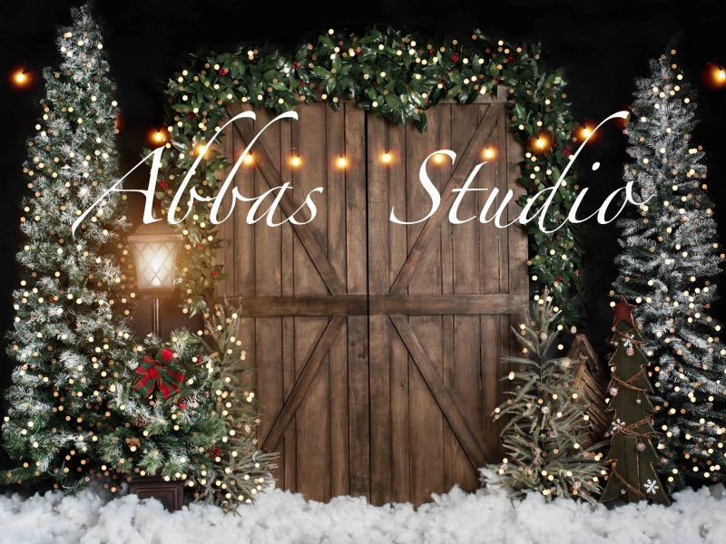 Kate Christmas Night Barn Door Lights Backdrop Designed by Abbas Studio