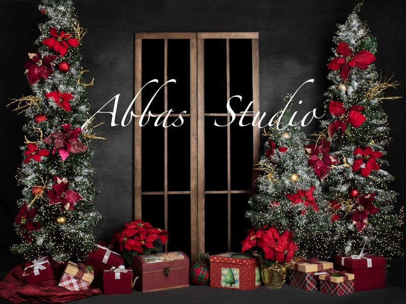 Kate Christmas Tree Large Window Red Backdrop Designed by Abbas Studio