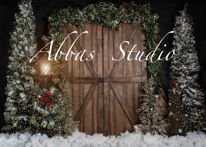 Kate Christmas Barn Door With Lights Backdrop Designed by Abbas Studio