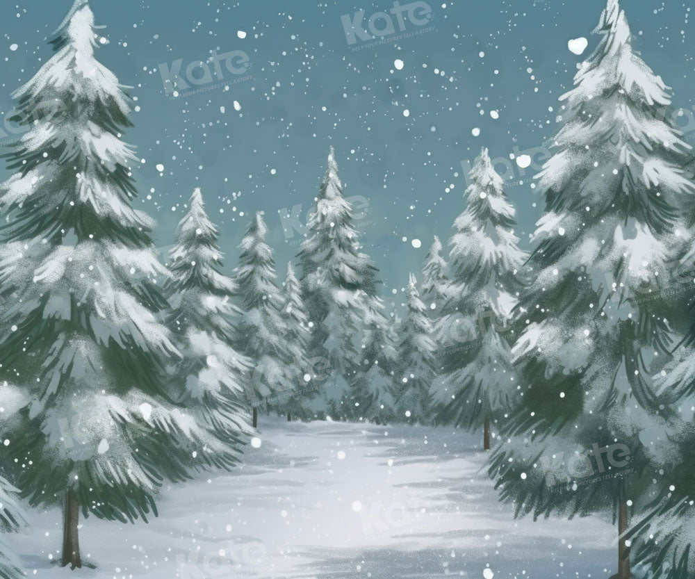 Fijne Kunst Winter Kerst Buitenkant Bos Foto Achtergrond Ontworpen door GQ