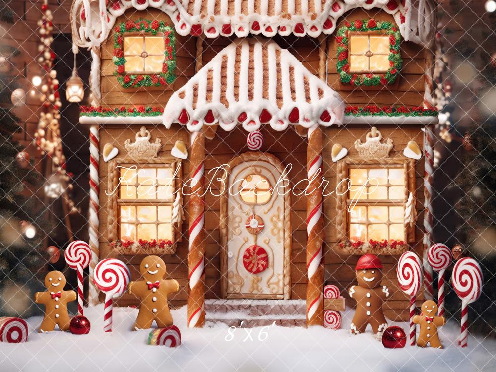 Kate Christmas Winter Gingerbread House Snow Backdrop Designed by Chain Photography