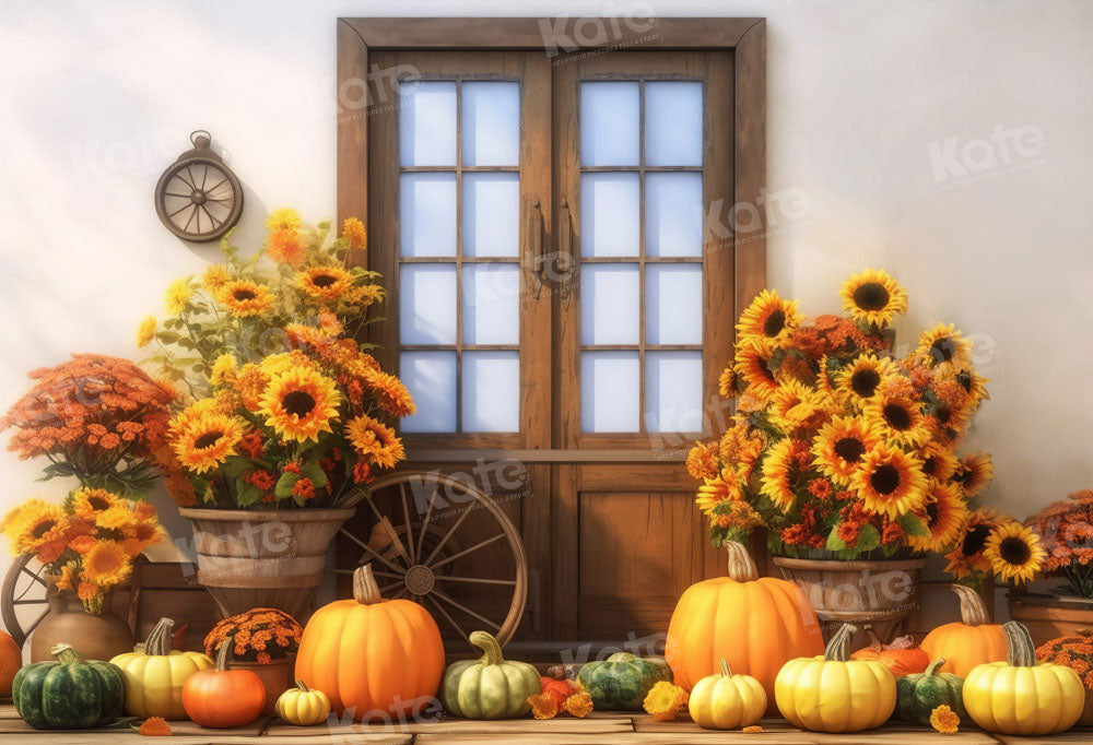 Fondo de calabaza y girasol de otoño diseñado por Chain Photography