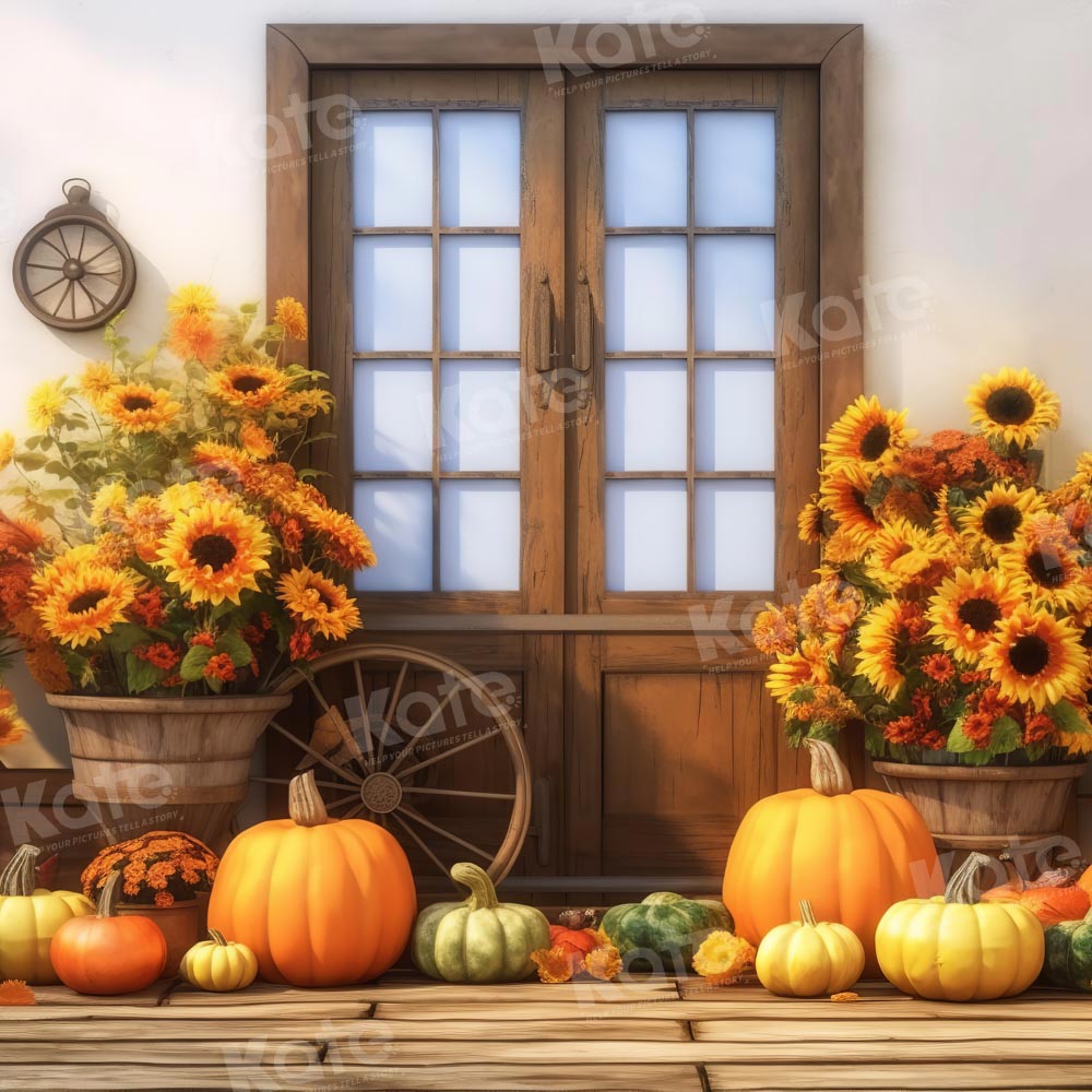 Fondo de calabaza y girasol de otoño diseñado por Chain Photography