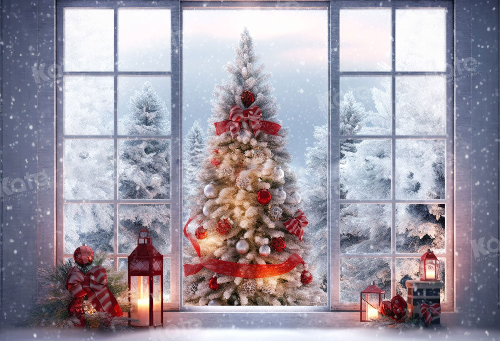 Kate Christmas Tree Snowy Window Gift Backdrop Designed by Chain Photography