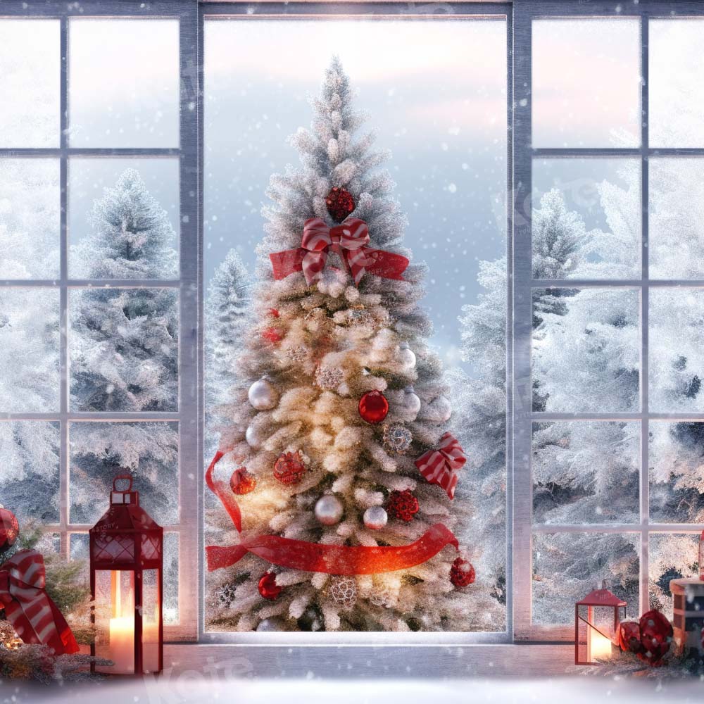 Kate Christmas Tree Snowy Window Gift Backdrop Designed by Chain Photography