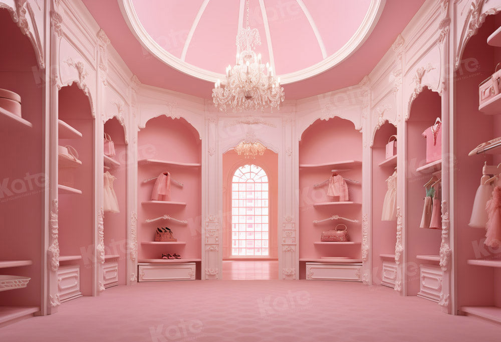 Fondo de pantalla de habitación de muñecas de moda rosa diseñado por Chain Photography