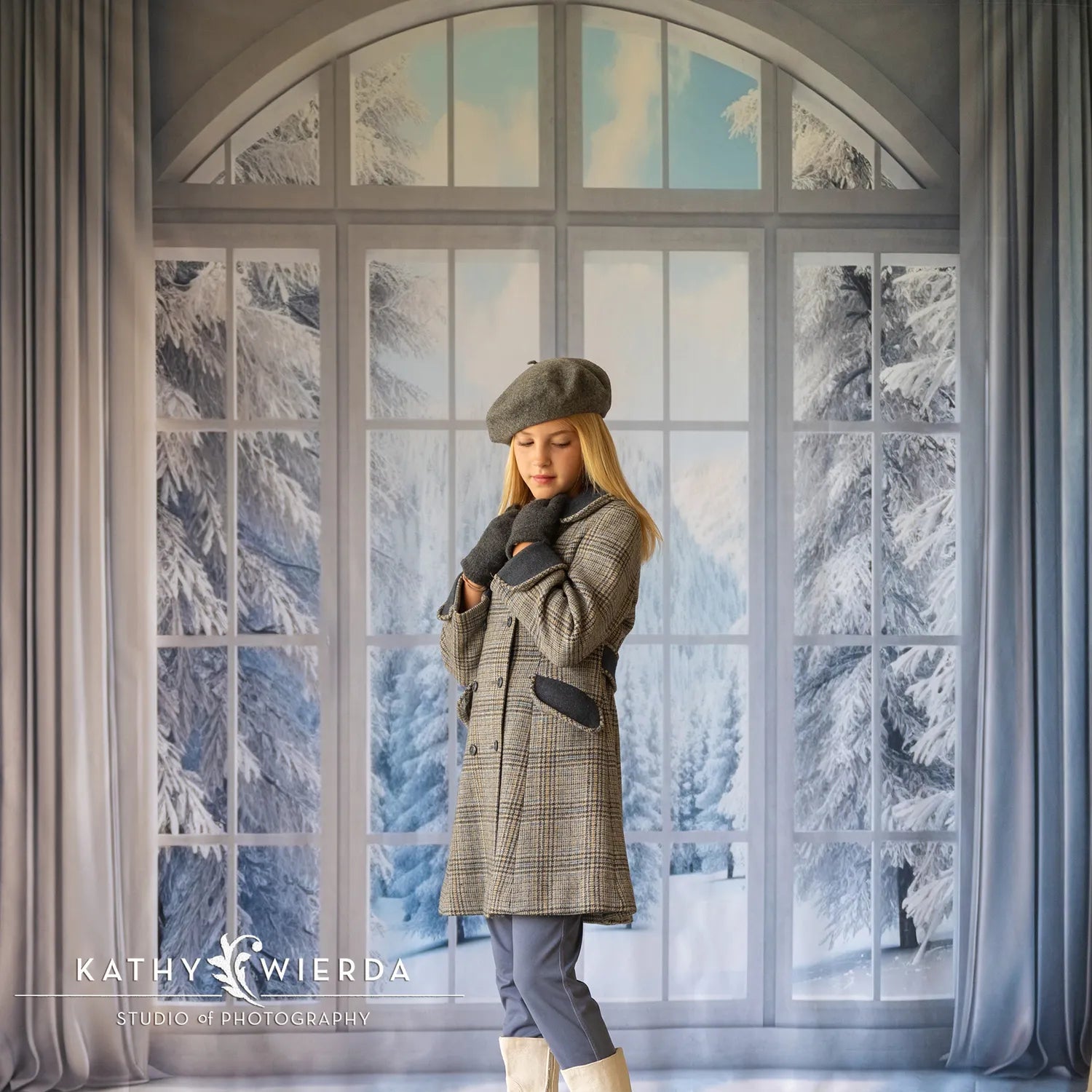 Kate Winter Outwindow Snowy Trees Backdrop Designed by Chain Photography