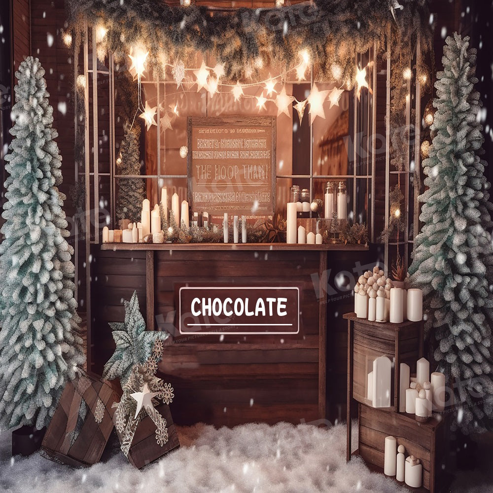 Kate Christmas Chocolate Shop Tree Backdrop for Photography