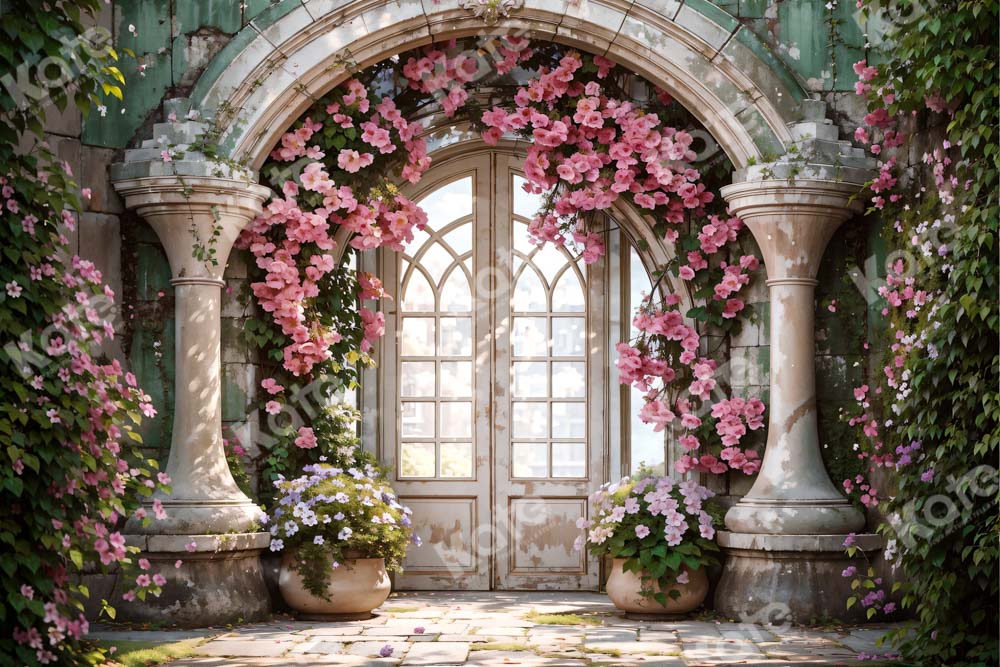 Kate Enchanted Flower Arch Window Wedding Backdrop for Photography