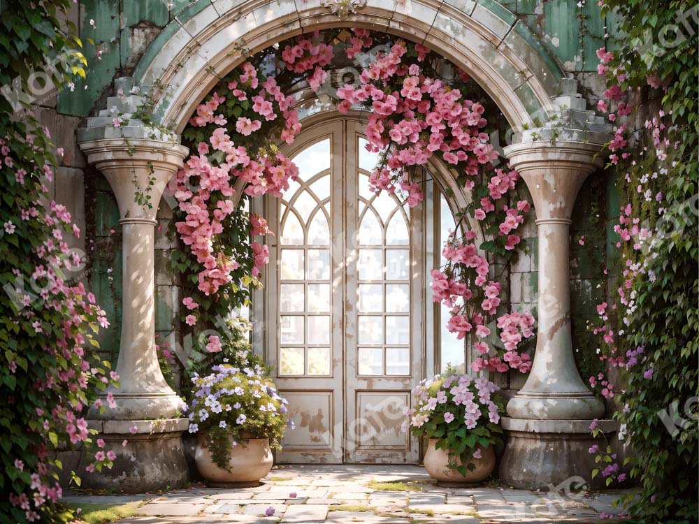 Kate Enchanted Flower Arch Window Wedding Backdrop for Photography