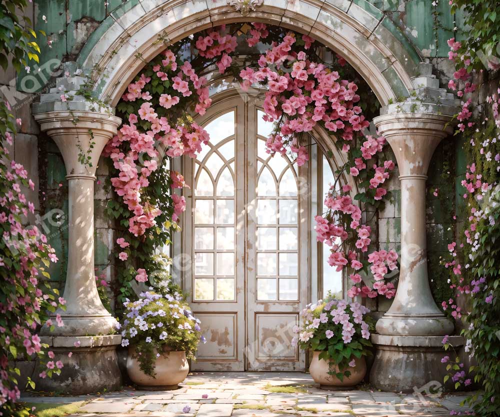 Kate Enchanted Flower Arch Window Wedding Backdrop for Photography