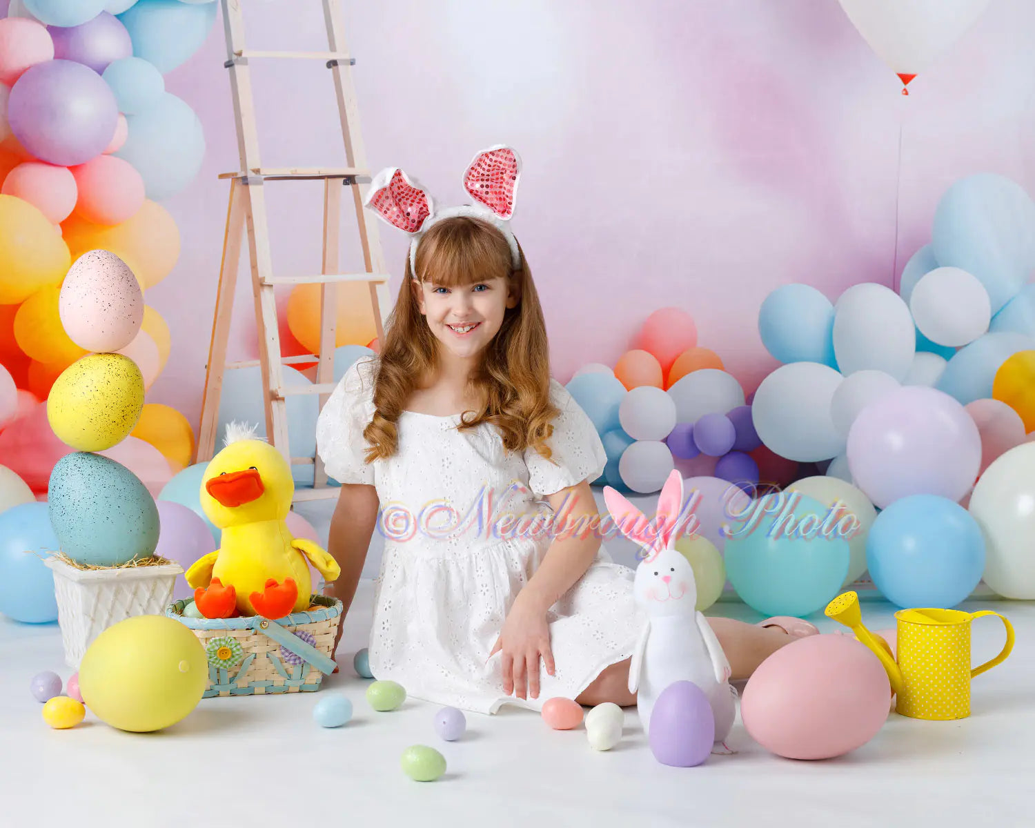 Kate Summer Birthday Balloon Cloud Cake Smash Backdrop Designed by Chain Photography