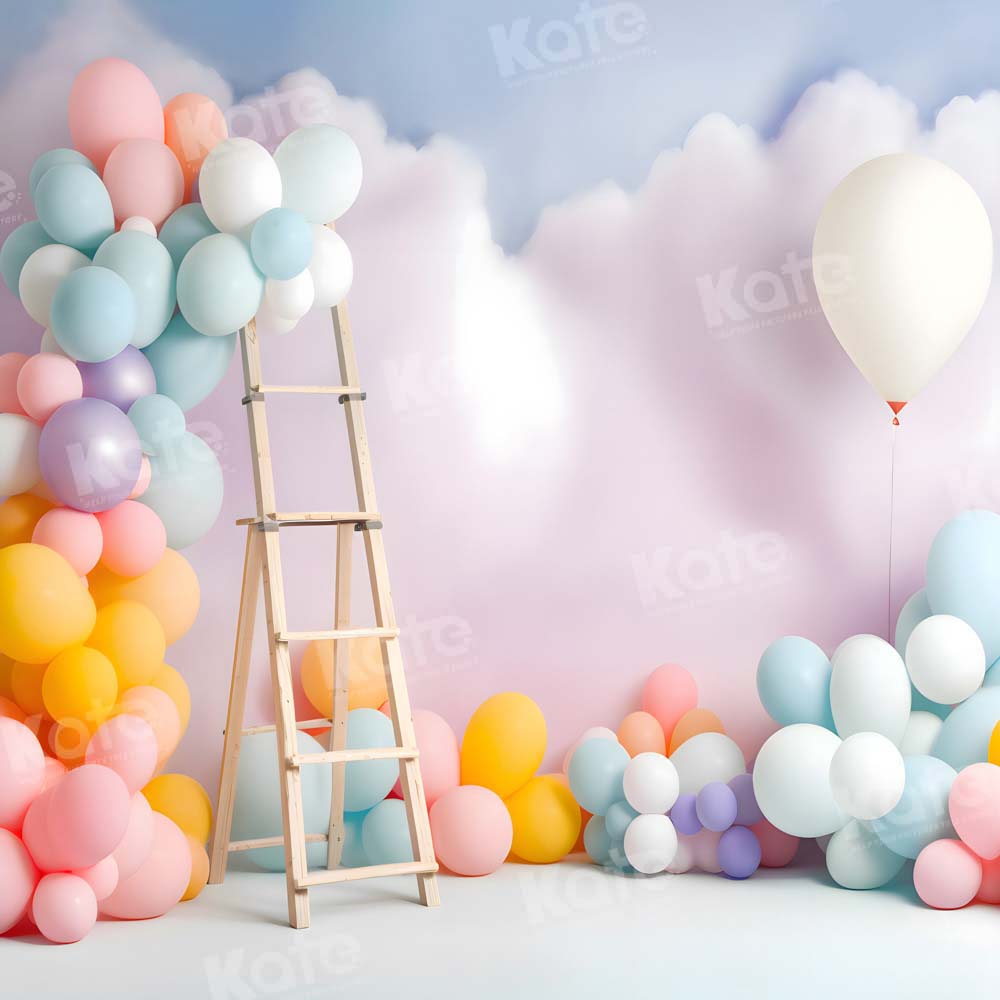 Kate Summer Birthday Balloon Cloud Cake Smash Backdrop Designed by Chain Photography