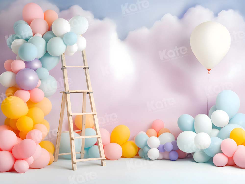 Kate Summer Birthday Balloon Cloud Cake Smash Backdrop Designed by Chain Photography