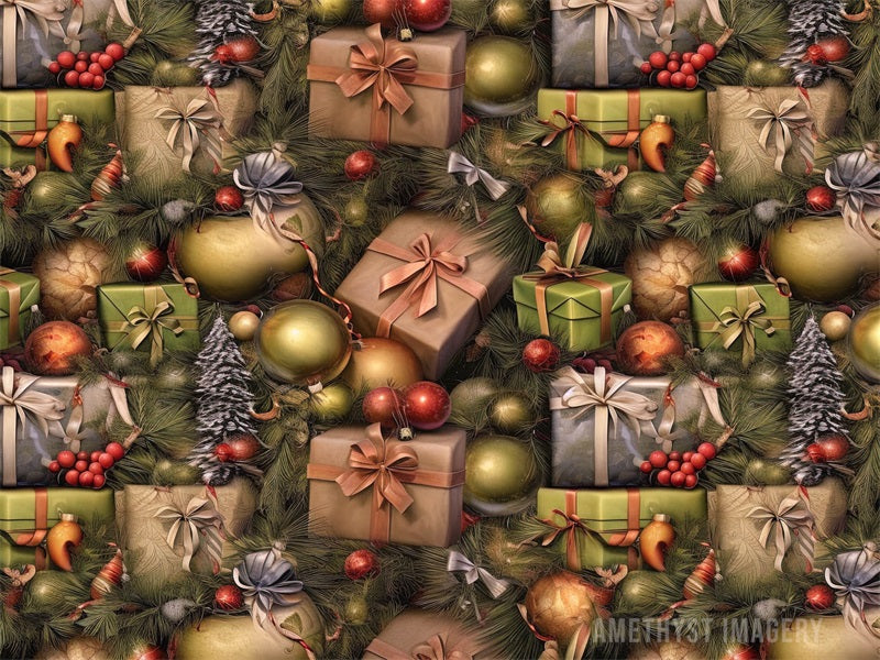 Kate Hollyand Packages Christmas Printed Backdrop Designed by Angela Miller
