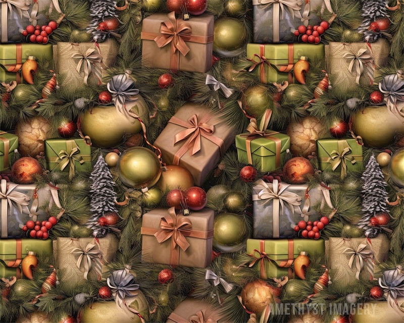 Kate Hollyand Packages Christmas Printed Backdrop Designed by Angela Miller