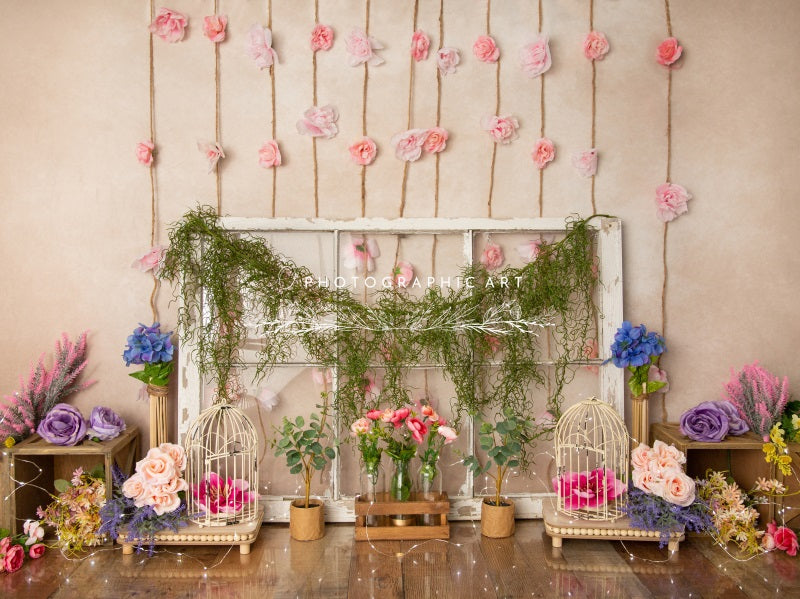 Kate Spring Rustic Floral Backdrop for Photography Designed by Jenna Onyia