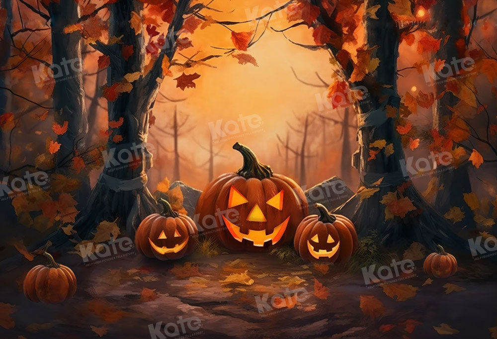 Kate Halloween Forest Pumpkin Pumpkin Backdrop Designed by Chain Photography