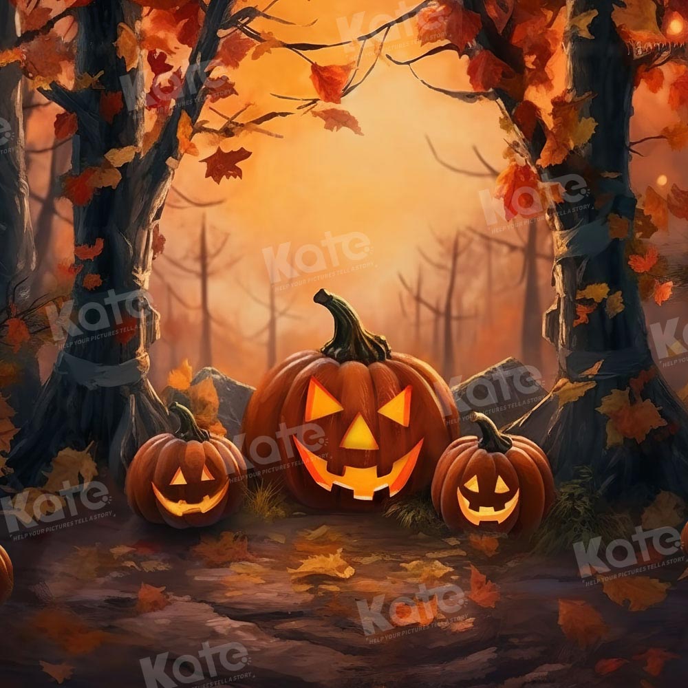 Kate Halloween Forest Pumpkin Pumpkin Backdrop Designed by Chain Photography