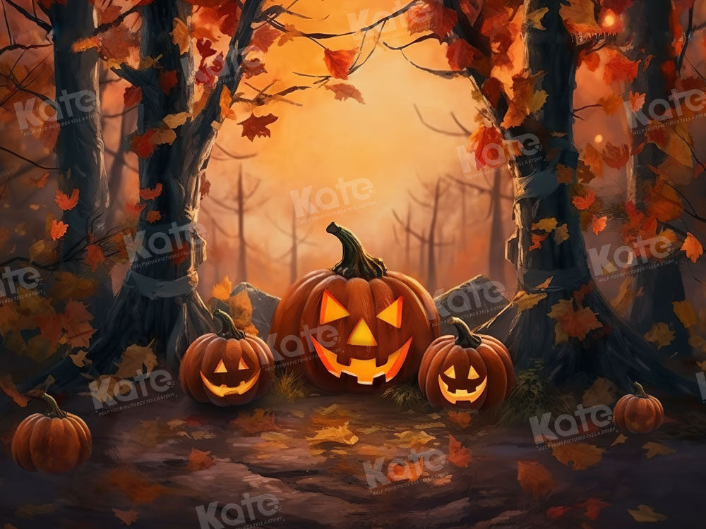 Kate Halloween Forest Pumpkin Pumpkin Backdrop Designed by Chain Photography