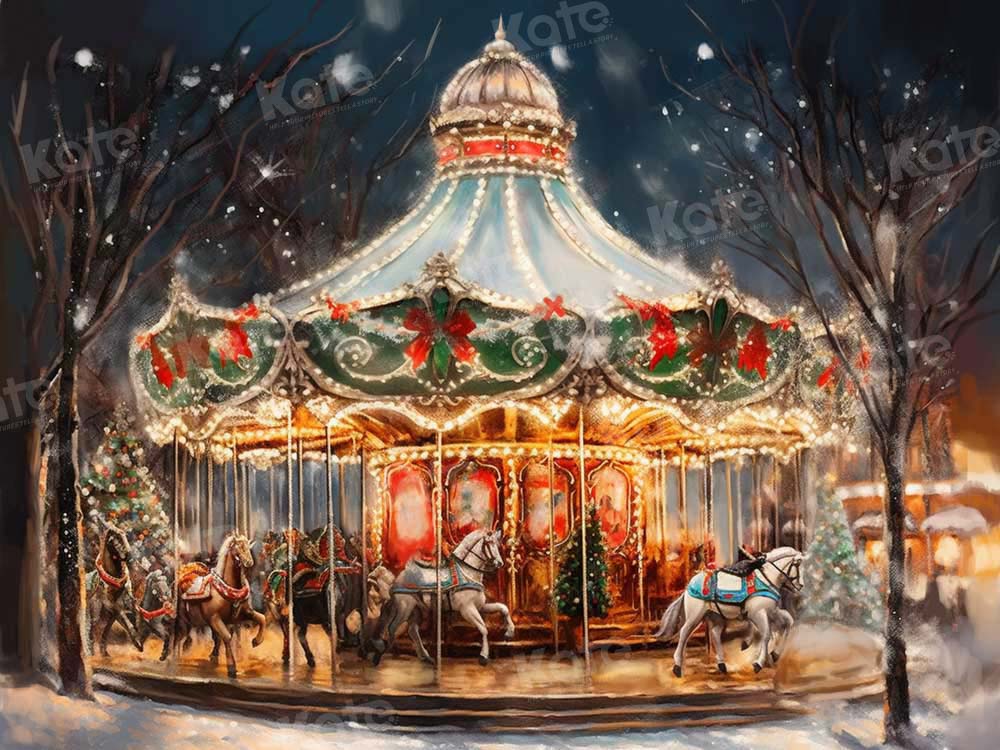 Kate Christmas Carousel Backdrop Designed by Chain Photography