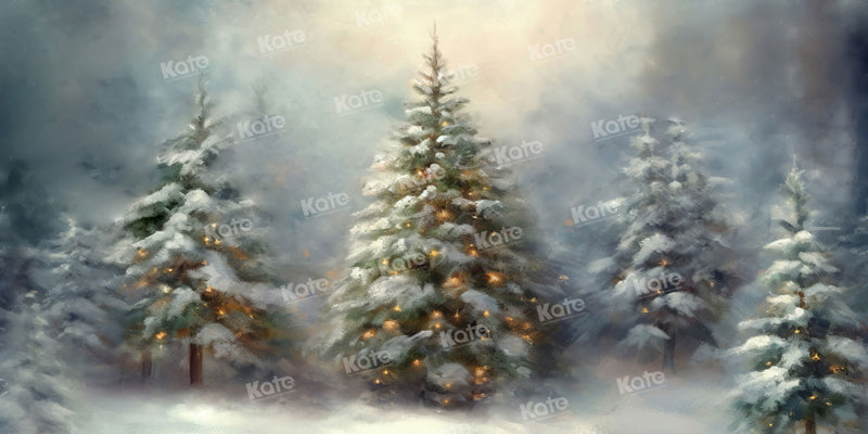 Kerstbuitendecoratie voor Fotografie met Wintertafereel van Bomen