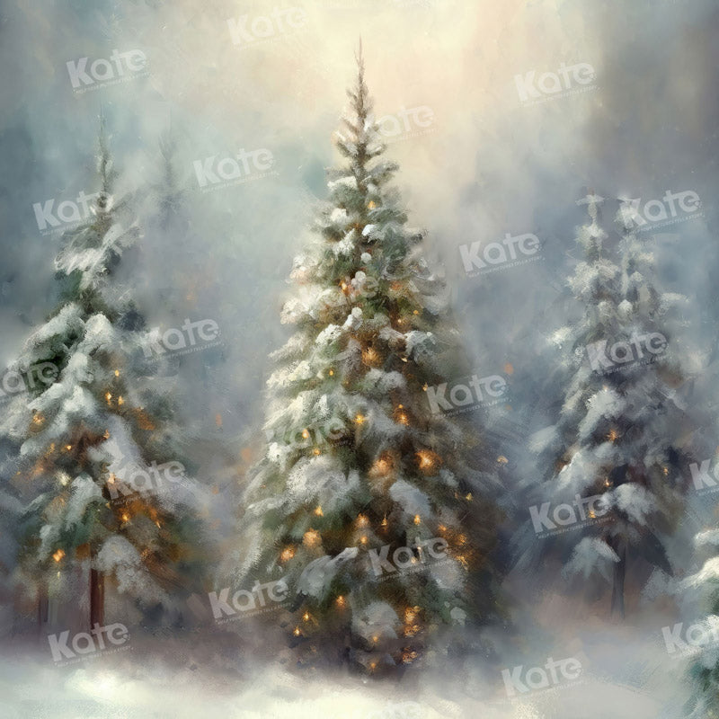 Kerstbuitendecoratie voor Fotografie met Wintertafereel van Bomen