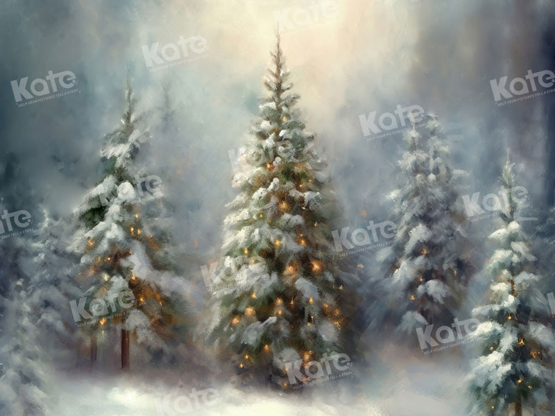 Kerstbuitendecoratie voor Fotografie met Wintertafereel van Bomen