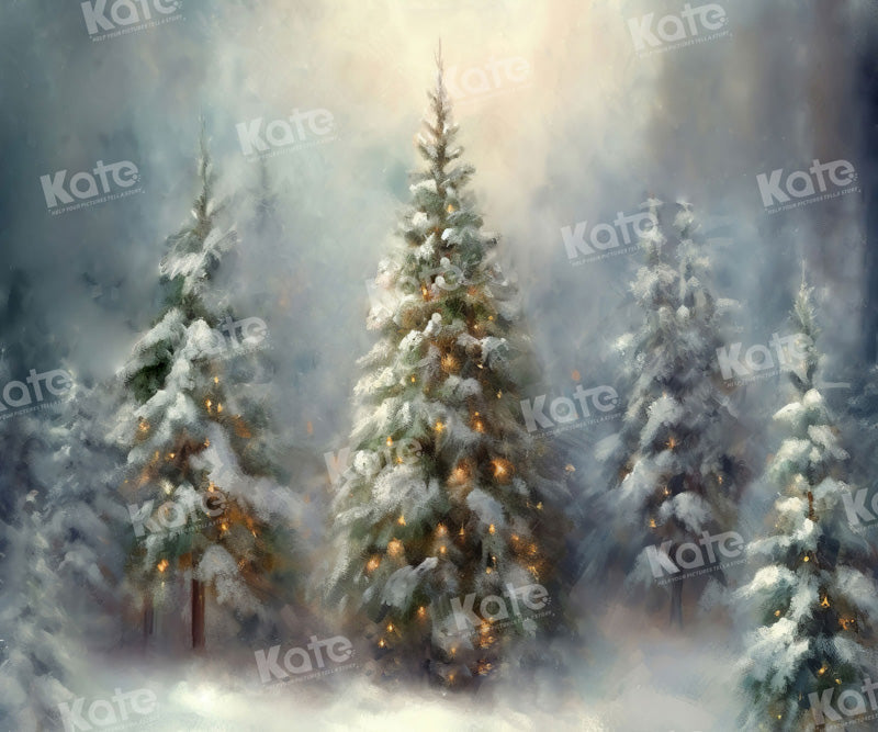 Kerstbuitendecoratie voor Fotografie met Wintertafereel van Bomen